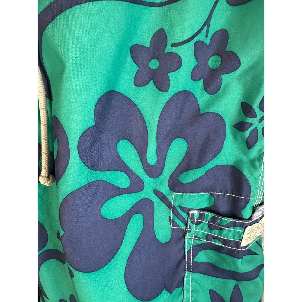 J. Crew Men's Teal Navy Blue Tropical Floral Swim Trunks Board Shorts Size 36